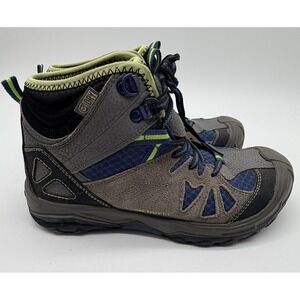 Merrell Boots Boys Youth Size 2M Blue Gray Capra Mid Waterproof Hiking MC54635
